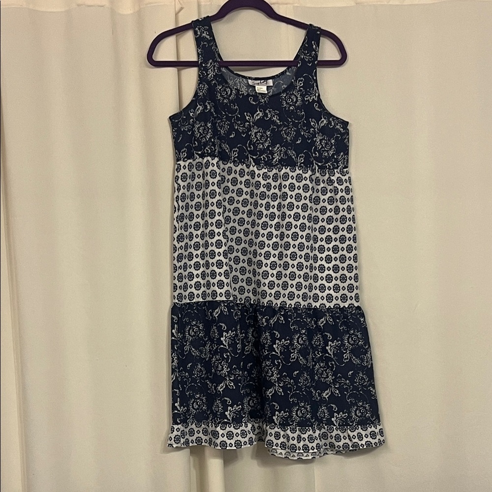 Elegant Floral Navy and White Mini Dress
